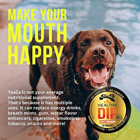 TeaZa - Chá Energético Herbal TeaZA Sabor Canela Picante, Sem Nicotina, Sem Tabaco, Pouches de Chá Verde Energizante (8 Unidades)