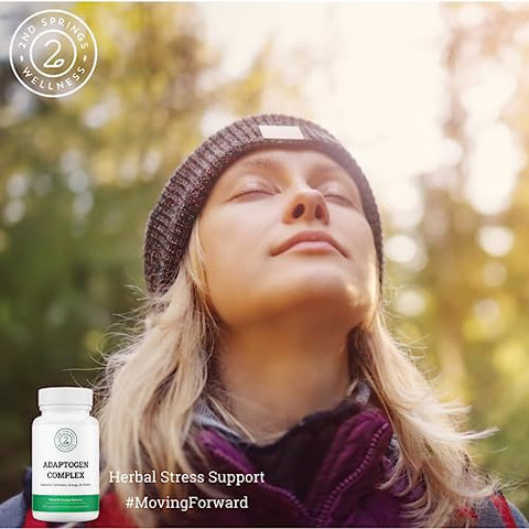 2nd Springs - Adaptogen Complexo Calmante, Energia e Vitalidade – Ashwagandha, Schisandra, Astragalus, Ginseng, Rhodiola e Mais – Promove Equilíbrio, Foco e Bem-Estar Geral – 60 Ct