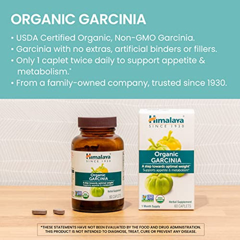 Garcinia Cambogia Orgânico, Controle de Apetite, Metabolismo Lipídico, Suporte de Peso, Orgânico USDA, Não-OGM, Vegano, 600 mg, 60 Cápsulas Vegetais à Base de Plantas, 2 Pacotes - Himalaya