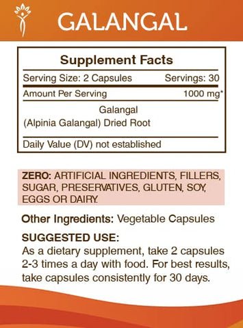 Secrets of the Tribe - Segredos da Tribo: Galangal 60 Cápsulas (2 un.), 1000 mg, Raiz Seca de Galangal (Alpinia Galangal) (2×60 Cápsulas)