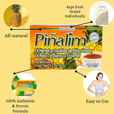 PIÑALIM - Te Pinalim Tea GN Vida – Kit 90 Dias – Chá Emagrecedor – 3 Caixas – 270g