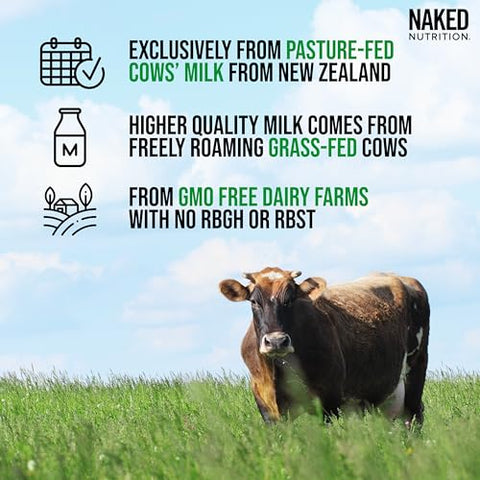 Naked Nutrition - Proteína Isolada Naked Whey – 2 Ingredientes, 30g Proteína de Pasto, Sem Sabor, Não Desnaturada, Sem GMO, Sem Soja, Sem Glúten, Sem Conservantes – 28 Porções