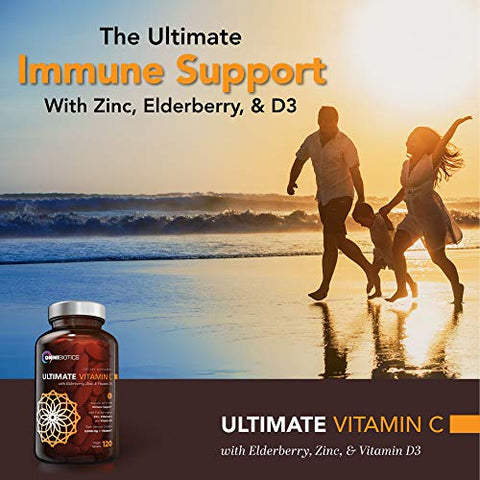 OmniBiotics - Ultimate Vitamin C 2000 mg com Zinco, Sabugueiro, Vitamina D3 – Suporte Imunológico Natural com Vitamina C