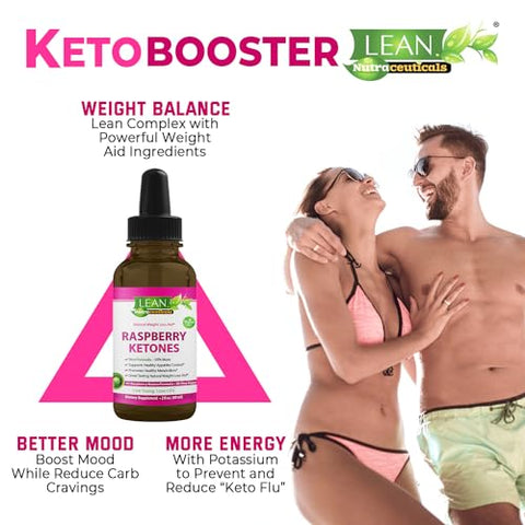 LEAN Nutraceuticals - Perda de Peso Perfect Keto Gotas de Cetona de Framboesa, Supressor de Apetite Queimador de Gordura para Homens e Mulheres, Suplemento Energético para Dieta Acelerador de Metabolismo que Funciona para Barriga, Emagreça Mais Rápido