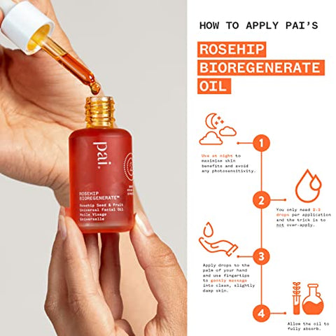 Óleo Facial Universal BioRegenerate de Rosa Mosqueta Orgânica | Natural, Vegano, Cuidados para Pele Sensível (30 mL) - PAI SKINCARE