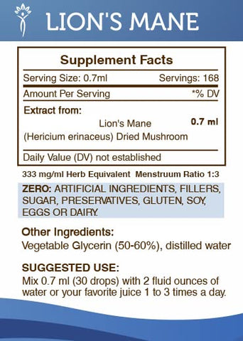 Secrets of the Tribe - Segredos da Tribo Extrato de Cogumelo do Leão Sem Álcool, Hericium Erinaceus Seco (2×120 ml)