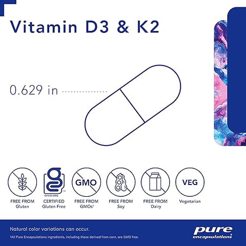 Vitamina D3 Pure Encapsulations – Suplemento de alta qualidade para a saúde óssea e imunidade