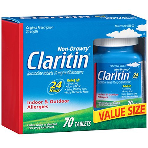 24 Horas Comprimido Antialérgico Não Sonolento, 70 Unidades - Claritin