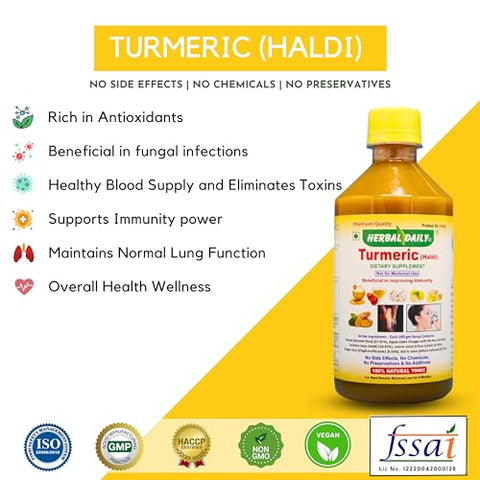 HERBAL DAILY - Suplemento de Cúrcuma Beneficia Asma, Alergia, Suporte Articular e Infecção – Marca: [Nome da Marca]