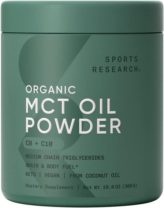 Óleo em Pó MCT Orgânico Sports Research – Keto | 100% Natural | Energia e Foco | 300g