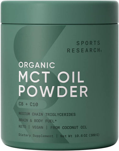 Óleo em Pó MCT Orgânico Sports Research – Keto | 100% Natural | Energia e Foco | 300g