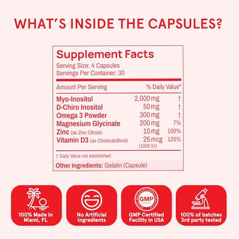 Peach Perfect - Cápsulas de Inositol Multivitamínico – Myo-Inositol 500mg | Aumente sua saúde e bem-estar