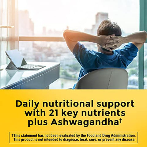 Multi Ashwagandha – Multivitamina para Alívio Diário do Estresse, Suporte para Redução do Estresse, 1 Cápsula por Dia, 60 Cápsulas - Nature Made