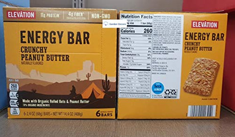 Elevation by Millville - Barra Energética Elevation Crunchy Peanut Butter 408g (2 Caixas) – Energia e Sabor em uma única barra