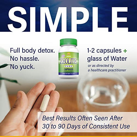 Zeo Health - Zeolite Pure Capsules | Detox de Zeolite, Extra Forte | Limpeza Completa do Corpo para Mulheres, Homens | Pó de Clinoptilolita Orgânica Ativada, Grau Alimentício 94%%, 90 Cápsulas (81g), 6