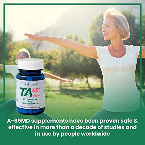 T.A. Sciences - Suplemento Ativação Telomerase – TA 65 MD, Reparo DNA, Comprimento Telômero, Anti Envelhecimento, Rejuvenescimento Celular, 30 Cápsulas