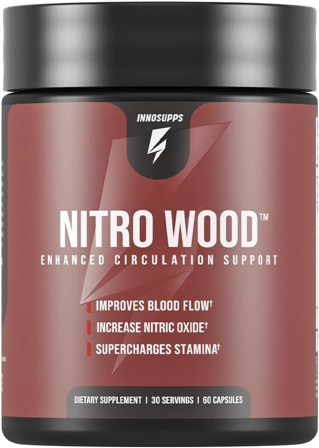 Nitro Wood – Suporte à Saúde do Fluxo Sanguíneo | Suplemento de Óxido Nítrico | Suporte Natural ao Sistema Imunológico | (60 Cápsulas Vegetarianas) - InnoSupps