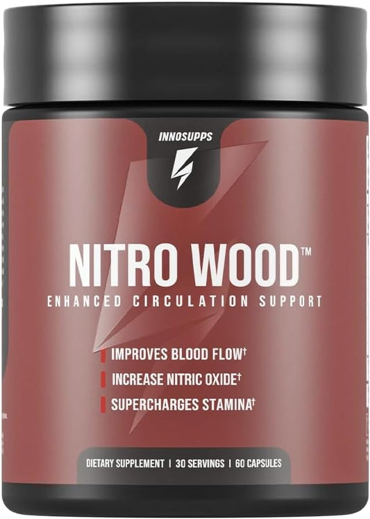 Nitro Wood – Suporte à Saúde do Fluxo Sanguíneo | Suplemento de Óxido Nítrico | Suporte Natural ao Sistema Imunológico | (60 Cápsulas Vegetarianas) - InnoSupps