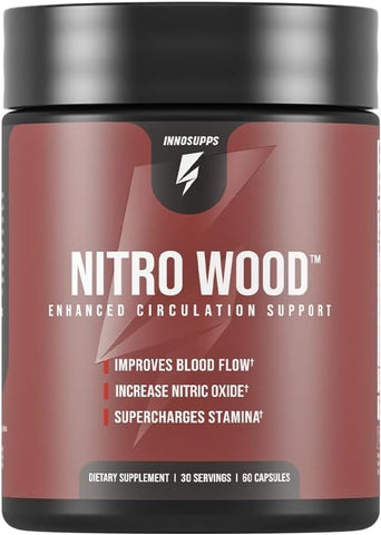 Nitro Wood – Suporte à Saúde do Fluxo Sanguíneo | Suplemento de Óxido Nítrico | Suporte Natural ao Sistema Imunológico | (60 Cápsulas Vegetarianas) - InnoSupps