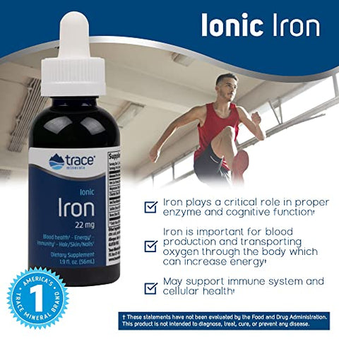 Suplemento Dietético de Ferro Iônico Líquido | Suporta Função Cognitiva, Produção de Energia e Manutenção Ótima do Sistema Imunológico | 1,9 Ounce 22 mg por Porção (2 Pacotes) - Trace Minerals