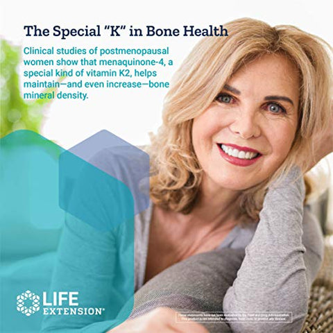 Mega Vitamina K2 Alta Potência para Ossos Fortes – Suplemento Diário de Vitamina K2 para Suporte à Densidade Óssea Saudável - Life Extension