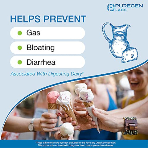 P Puregen Labs - Puregen Labs – Lactase Enzima 9000 FCC, Comprimidos para Intolerância à Lactose 360 Unidades