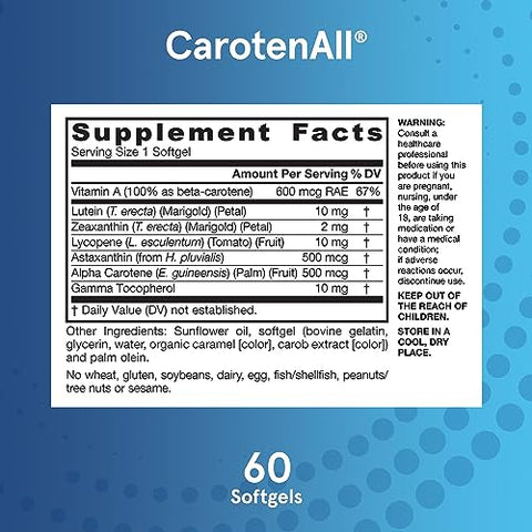 CarotenAll – Suporte Antioxidante para Visão e Saúde Cardiovascular – 60 Softgels (Até 60 Dias de Fornecimento) - Jarrow Formulas
