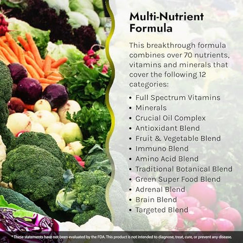 Men’s Living Green – Multivitamínico Líquido em Cápsulas – 70 Nutrientes Essenciais, Vitaminas de Espectro Completo, Mistura de Alimentos Integrais – Adrenal Direcionado - Irwin Naturals