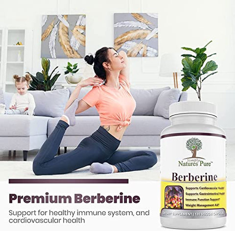 Simply Natures Pure - Berberina HCl 500mg – 120 Cápsulas – Suporte Cardiovascular Gastrointestinal Imunológico – Cromo Canela (Pacote com 2) –