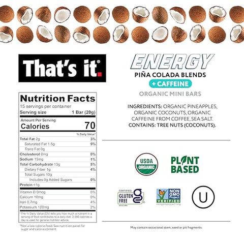 That's it. - Barra de Energia That’s it. Fruit Blends – Pack com 18 unidades (6 de Tropical Passion, 6 de Mango Lime, 6 de Pina Colada) – 100% Natural e Delicioso!