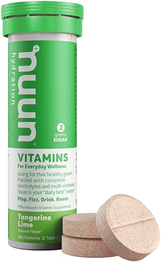 Vitamins: Comprimidos Efervescentes de Vitaminas e Eletrólitos, Tangerina Limão, 12 Unidades (Pacote com 4) - Nuun