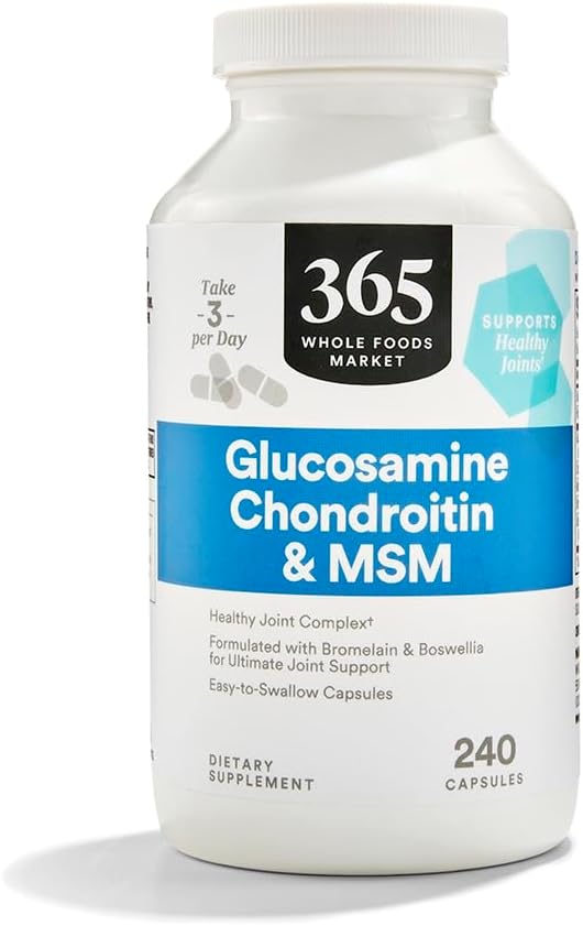 Glucosamina Condroitina e MSM, 240 Cápsulas – Benefícios para as articulações - 365 by Whole Foods Market