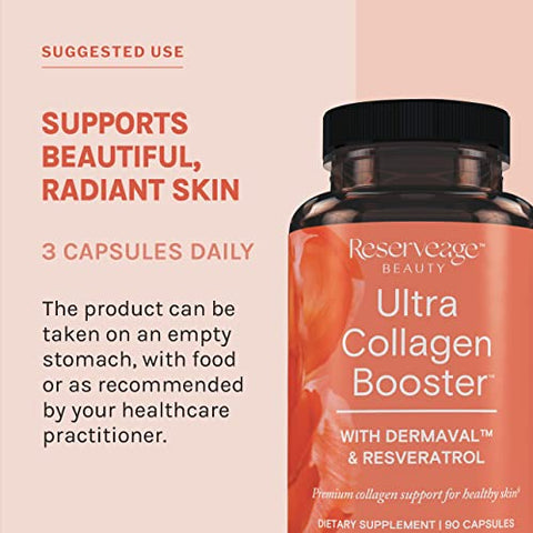 Reserveage Nutrition - Reserveage – Ultra Collagen Booster, Suplemento para a Pele, Estimula a Produção Saudável de Colágeno, 90 Cápsulas