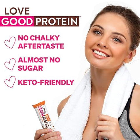 LOVE GOOD FATS - Love Good Fats Barras de Proteína – Barra de Proteína de Amendoim Caramelo – 12 Unidades