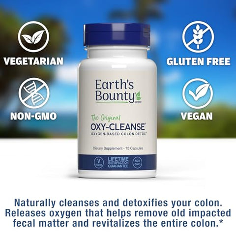 Earth's Bounty - Earth’s Bounty Oxy-Cleanse – Condicionador de Cólon para Bem-Estar Digestivo – Alívio da Prisão de Ventre – Desintoxicação Natural do Cólon – 75 Cápsulas – 2-Pack