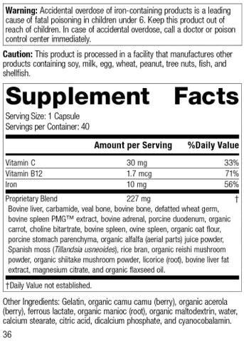 Standard Process Inc. - Standard Process Ferrofood – Antioxidante de Alimentos Integrais, Sangue e Hemoglobina Saudáveis com Cyanocobalamin, Acerola, Shiitake, Farelo de Arroz, Cenoura Orgânica, Alfafa, Musgo Espanhol – 40g