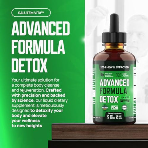 Liquid Advanced Formula Detox – Desintoxique e Revitalize: Suplemento Líquido para Limpeza Total do Corpo – Remoção de Toxinas – 1 Pacote – 60 ml (20 g) - Salutem Vita