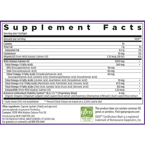 Ômega-3 Complexo, Óleo de Peixe Selvagem do Alasca Rico em Salmão para Coração, Cérebro, Olhos e Articulações | New Chapter Ômega-3 Complexo, Óleo de Peixe Selvagem do Alasca para Saúde Cardíaca, Cerebral, Ocular e Articular - New Chapter