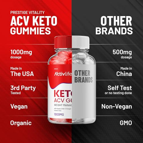 Indelo - ActivLife Keto ACV Gummies – Gomas de Vinagre de Maçã Keto Ativas da ActivLife, Fórmula Avançada de 1000mg ActivLife Keto ACV Gummies (2 Pacotes – 120 Gomas)