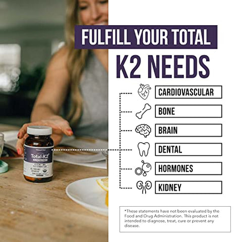 Triquetra Health - Total K2® | Vitamina K2 como MK7 | Fortaleça seus ossos | 60 cápsulas | 100% natural