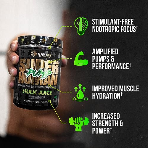Superhuman Pump Pré-Treino em Pó, Cafeína Nootrópica – Energia Explosiva e Foco Aumentado | 300g - ALPHA LION