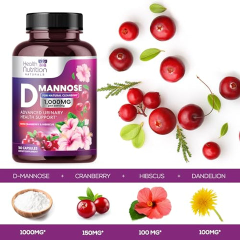 Health Nutrition Naturals - D-Mannose: Pó Natural para Saúde Urinária – 100g