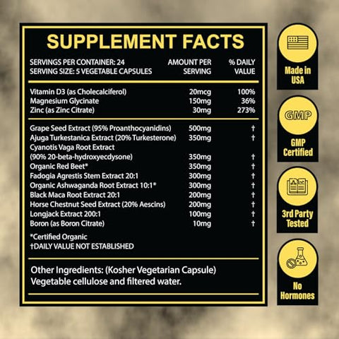 WARRIOR PROTOCOL - King Booster – Pílulas de Vitalidade Masculina para Crescimento Muscular Magro, Aumento de Resistência e Suporte à Recuperação | com Turkesterone, Tongkat Ali e Fadogia Agrestis