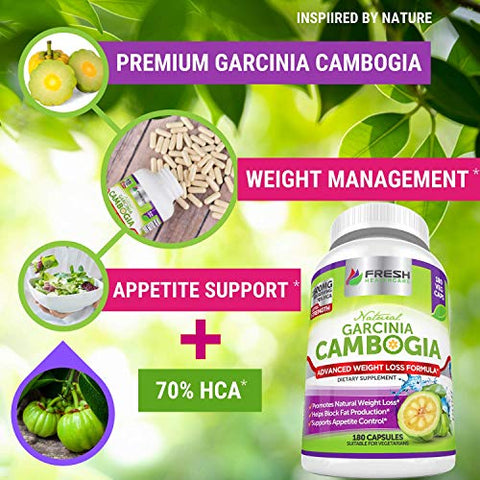 Extrato 100% Puro de Garcinia Cambogia – Supressor Natural de Apetite – 60 Cápsulas - FRESH HEALTHCARE