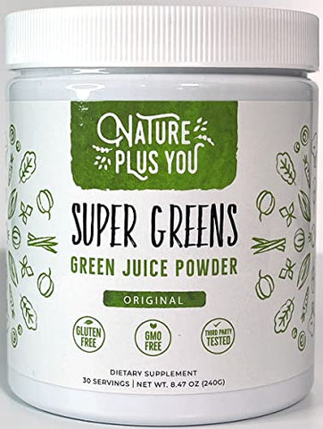 TruBaio - Super Greens em Pó Orgânico: Suplemento Não-OGM com Spirulina, Alfafa, Espinafre, Probióticos, Fibra e Enzimas Digestivas – Sem Adoçantes Artificiais – 30 Porções