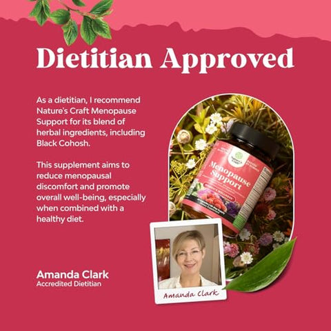 Natures Craft - Suplemento Completo de Menopausa Herbal para Mulheres – Alívio Multibenefícios da Menopausa, Equilíbrio Hormonal para Mulheres, Suor Noturno, Humor e Mais com Dong Quai, Vitex, Chaste Berry e