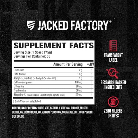 NITROSURGE Shred – Pré-treino Energético, Ganho Instantâneo de Força, Foco Afiado, Bombas Poderosas – Impulsionador de Óxido Nítrico - Jacked Factory
