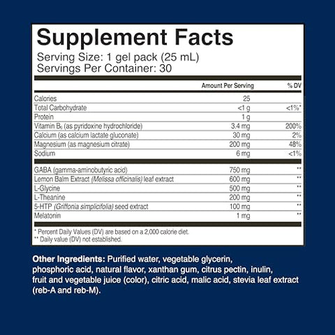 REM Sleep – Suplemento líquido em gel de força extra para auxiliar o sono em adultos – Durma profundamente com melatonina e melissa – 30 pacotes em gel - Healthycell