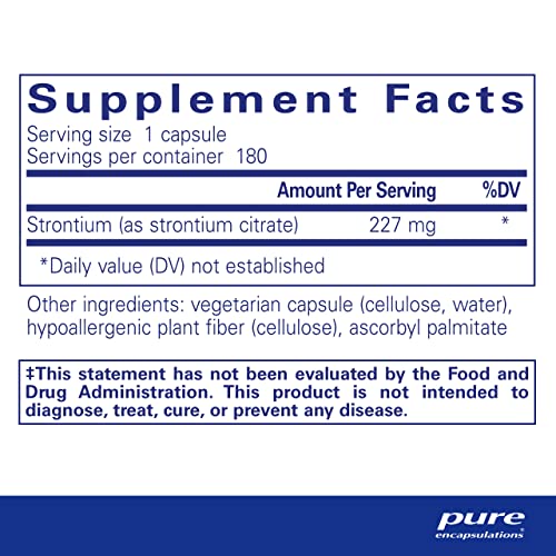 Strontium (Citrate) | Suplemento Hipoalergênico para Suporte Ósseo Saudável* | 180 Cápsulas - Pure Encapsulations