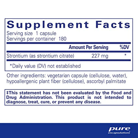Strontium (Citrate) | Suplemento Hipoalergênico para Suporte Ósseo Saudável* | 180 Cápsulas - Pure Encapsulations
